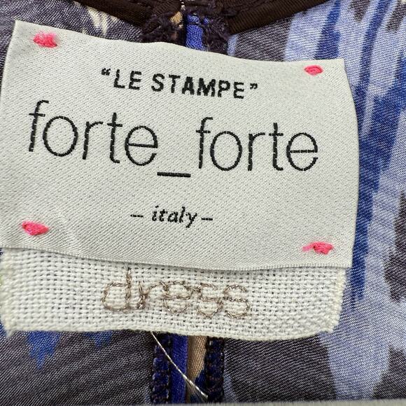 Forte Forte 6 Northern Light Print Satin Dress Multi Purple Ikat Dolman V Neck - Picture 15 of 16